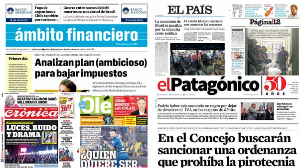 Tapas de diarios del martes 3 de enero de 2017