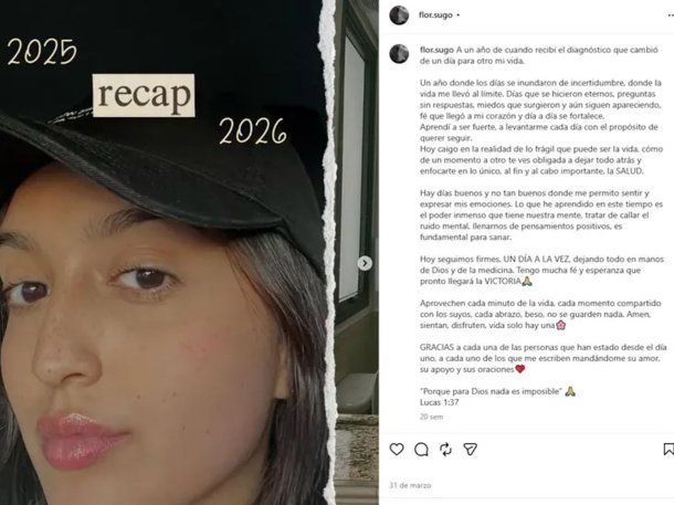 El último posteo de la hija de Sugo El último posteo de la hija de Sugo