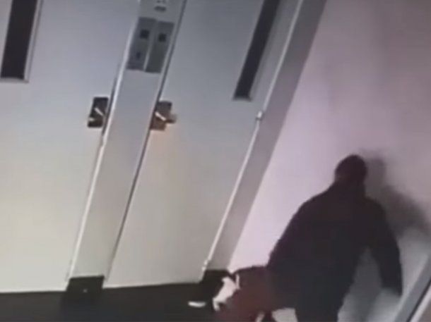Imágenes sensibles: un hombre golpeó a un perro en el hall de un edificio