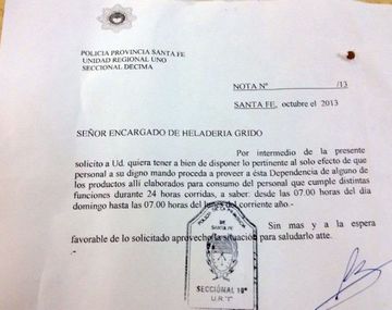 Santa Fe: el insólito pedido de una comisaría a una heladería