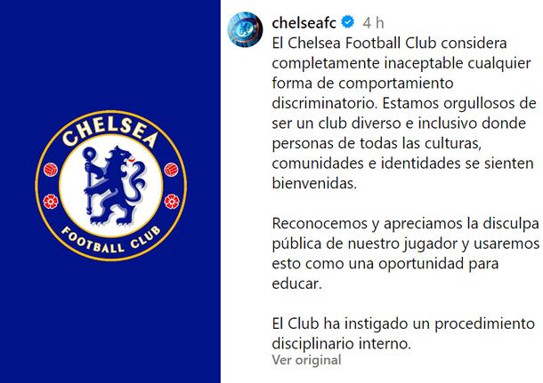 El comunicado del Chelsea sobre Enzo Fernández tras los cánticos racistas