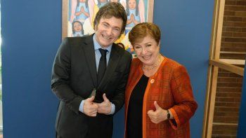El Presidente Javier Milei junto a la Directora Gerente del Fondo Monetario Internacional (FMI), Kristalina Georgieva 