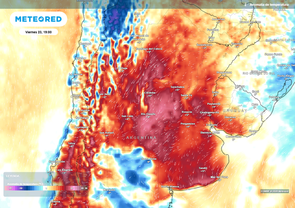 Mapa de lluvias y calor en Buenos Aires. Fuente: Meteored Mapa de lluvias y calor en Buenos Aires. Fuente: Meteored
