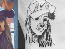 Un fanático se tatuó la cara de Cande Tinelli. Un fanático se tatuó la cara de Cande Tinelli.