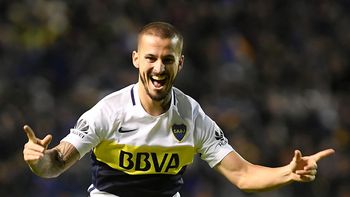 El festejo del centrodelantero de Boca El festejo del centrodelantero de Boca
