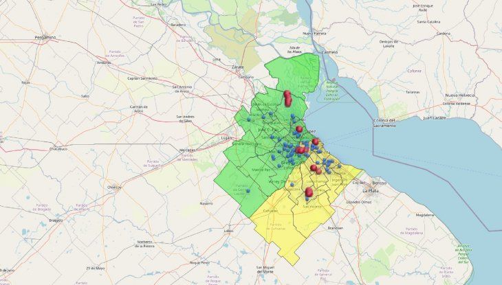 El mapa con los cortes de luz en el AMBA