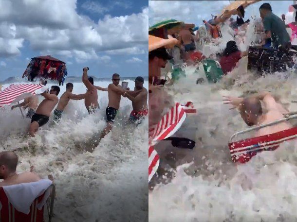 Una ola arrasó a los turistas en una playa de Río de Janeiro