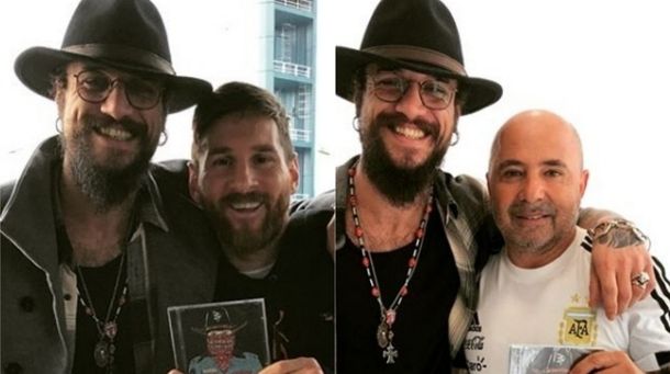 Daniel Osvaldo con Messi y Sampaoli - Crédito: Instagram&nbsp;daniosvaldobv
