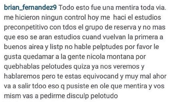Escándalo en Racing: Brian Fernández desmintió un nuevo doping positivo