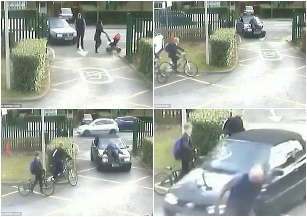 Así atropellaban al profesor