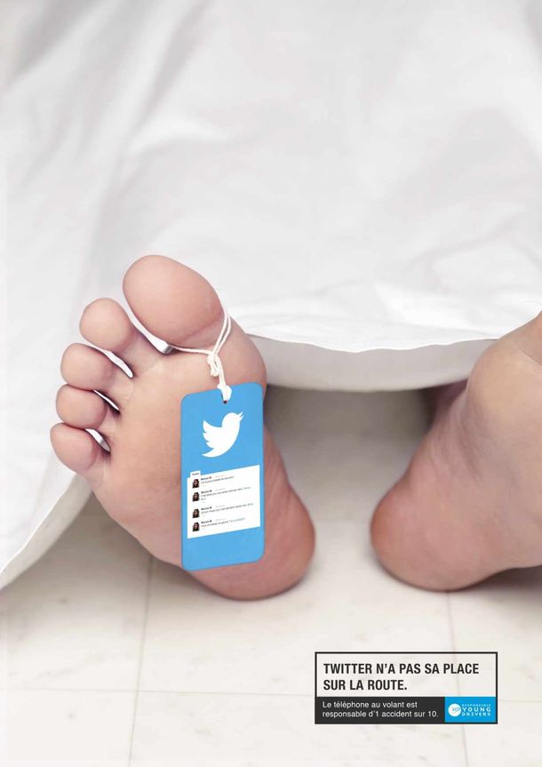 Polémica campaña francesa en contra del uso de redes sociales al volante