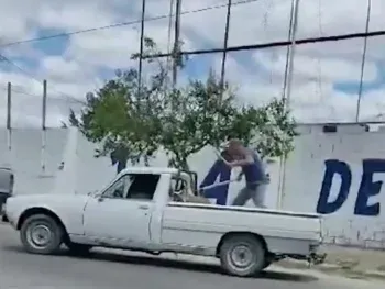 El amigo se negó a regalarle unos huevos y le rompió la camioneta