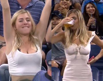 Se hizo famosa por sus fondos blancos de birra consecutivos en el US Open y es viral