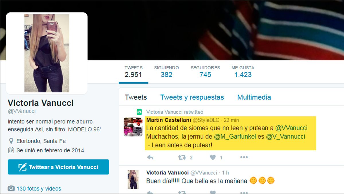 La confundieron con Victoria Vannucci en Twitter y no para de recibir  insultos