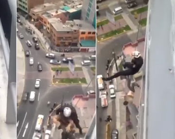 VIDEO: Se soltó y cayó desde un piso 15 cuando intentaban rescatarlo