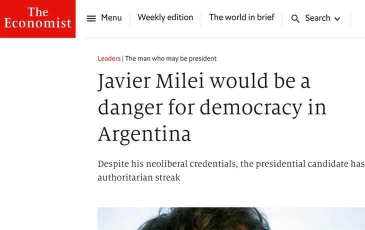 Para The Economist, Milei sería un peligro para la democracia en la Argentina