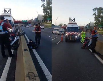 General Paz: el rescate de un motoquero que se cruzó de carril