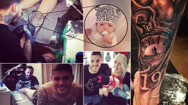 Mirá el nuevo tatuaje de Mauro Icardi con la cara de su hija