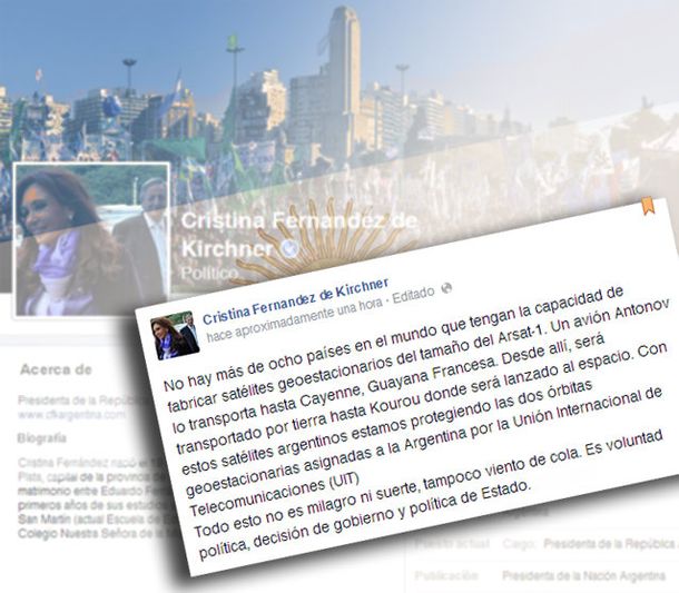 Cristina volvió a destacar el envío del primer satélite de fabricación argentina