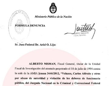 Ésta es la denuncia completa de Nisman