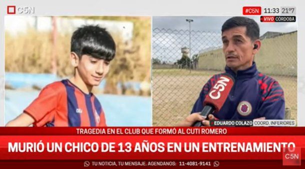 Habló el coordinador del club en el que falleció un chico de 13 años