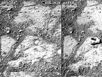 Misterio por una piedra que apareció de la nada en Marte