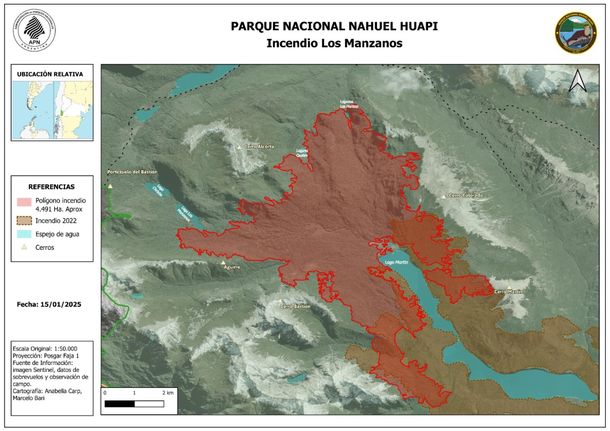 Bariloche: el incendio en el Parque Nacional Nahuel Huapi consumió casi 5.000 hectáreas