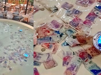 Increíble imagen viral en Rosario: tiran billetes a una fuente por la inflación