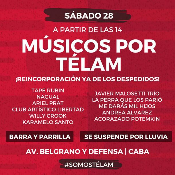 Organizan un festival de música en la puerta de la agencia Télam