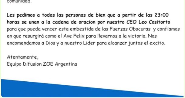 Generación Zoe: cadena de oración para que Leo Cositorto resurja como Ave Félix contra las Fuerzas Obscuras