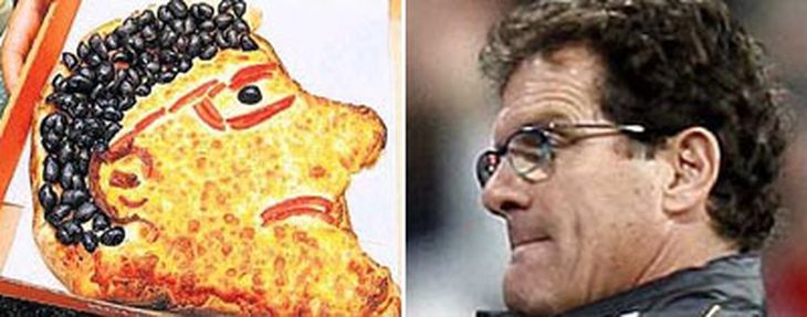 Fabio Capello, DT de Inglaterra, ya tiene su original cara de pizza