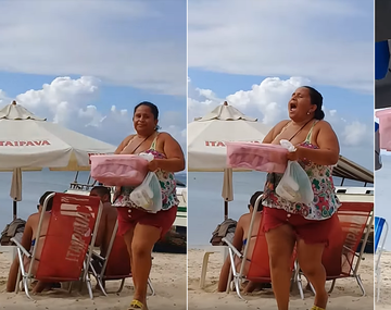 ¿Qué dice? Los extraños gritos de una vendedora ambulante en una playa