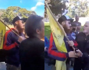 Tensión en acto por Malvinas: veteranos echaron a un joven por llevar una bandera libertaria
