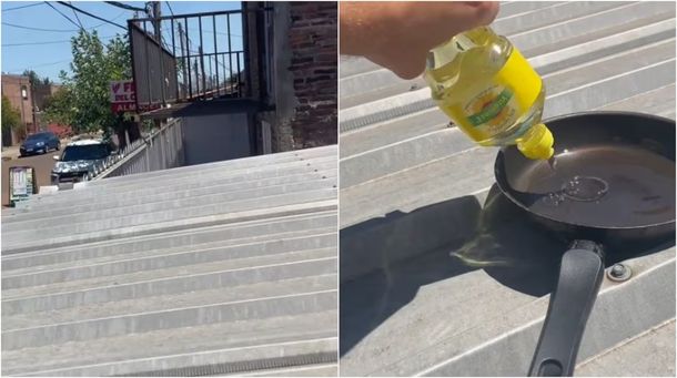 Insólito: un joven fritó una milanesa en el techo de su casa durante la ola de calor