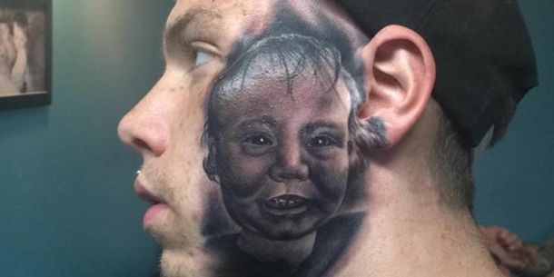 ¿Puro amor o una locura? Se tatuó a su hijo en la cara