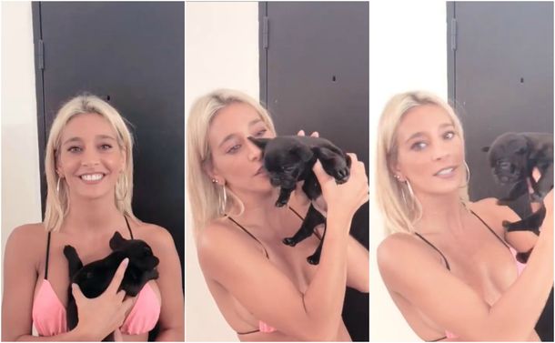 Sol Pérez con su cachorrito