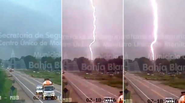 VIDEO: La impresionante caída de un rayo en Bahía Blanca