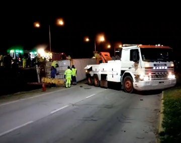 Un camión volcó y aplastó a un auto en la Panamericana: dos muertos