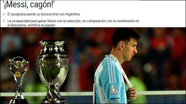 Durísimo título de un diario español: Messi, cagón