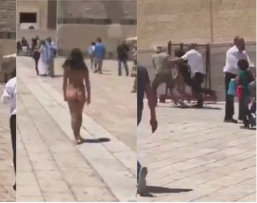 Una mujer de desnudó en el Muro de los Lamentos