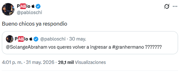 Golden Ticket bomba: quién ingresa a Gran Hermano este domingo, según Pabloschi Golden Ticket bomba: quién ingresa a Gran Hermano este domingo, según Pabloschi