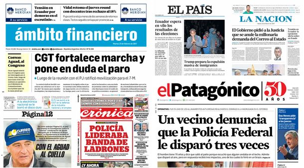 Tapas de diario del 21 de febrero de 2017
