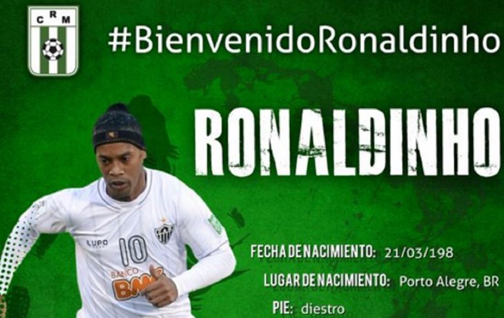 Club uruguayo anunció llegada de Ronaldinho, pero todo fue una broma