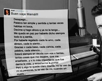El dolor de Axel por la muerte de su mamá