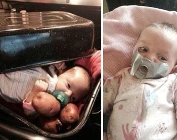 Una abuela generó polémica por poner a su nieta bebé en una asadera con papas