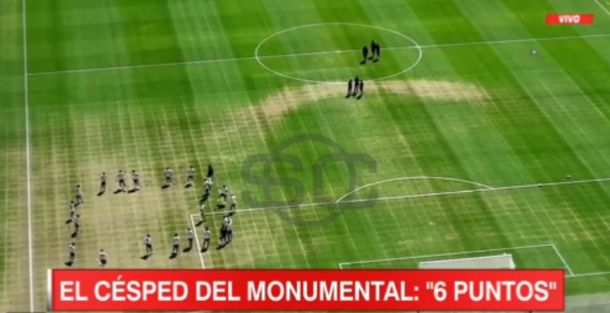 Así está el césped del Monumental a horas del partido con Independiente
