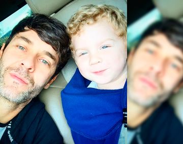 Mariano Martínez junto a su hijo tras el alta