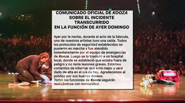 El Cirque du Soleil emitió un comunicado y dijo que el acróbata será dado de alta