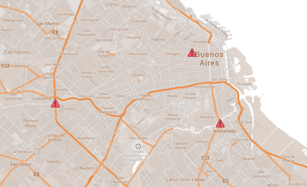 El mapa de los cortes en los accesos a la Ciudad