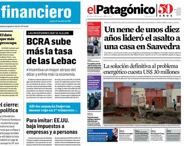 Tapas de diarios del jueves 27 de abril de 2017